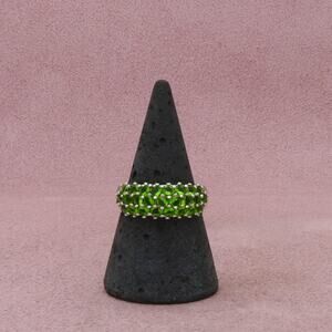 sterling silver pave green cz ring size 7.75
